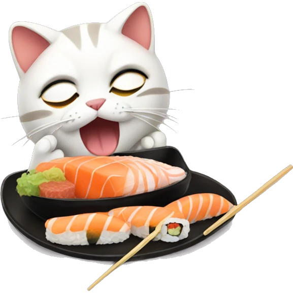 Cat eating sushi emoji