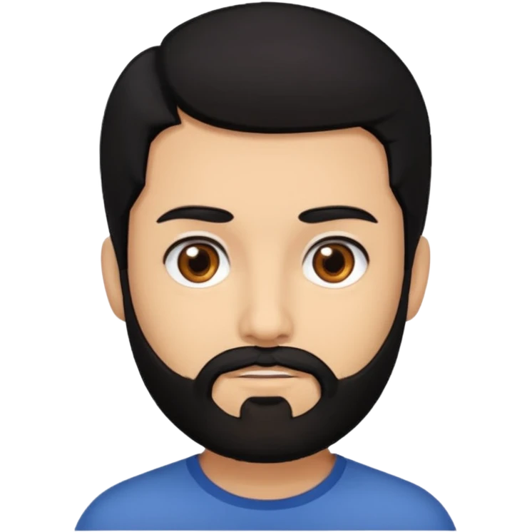 Black hair and black beard. Brown eyes emoji