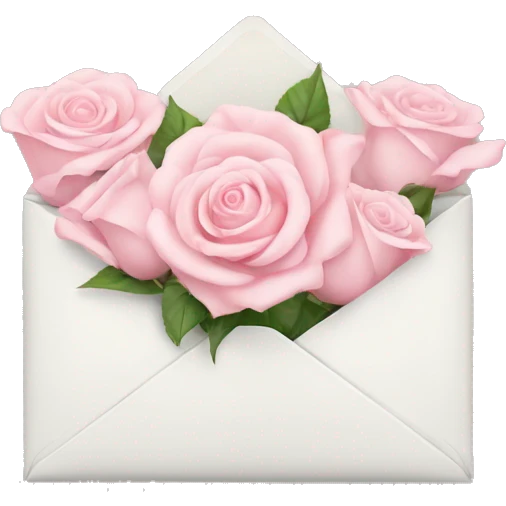 White envelope with light pink roses emoji