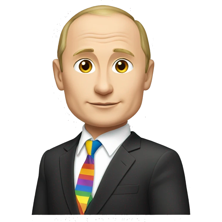 Vladimir Putin holding an LGBTQA+ flag emoji