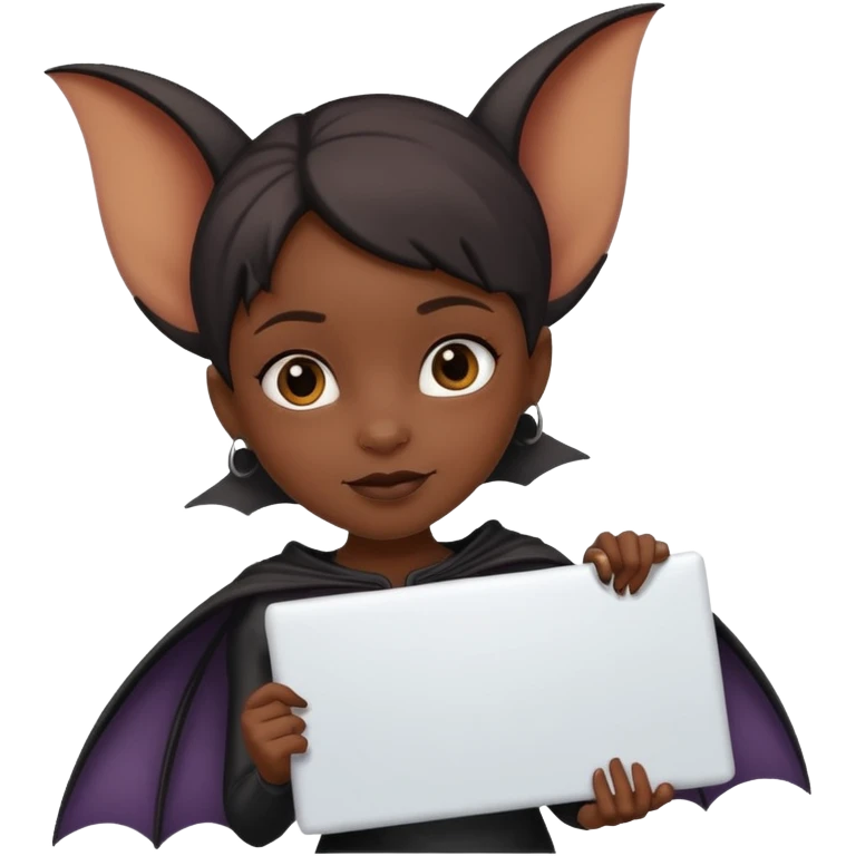 Black girl Bat holding large blank sign emoji