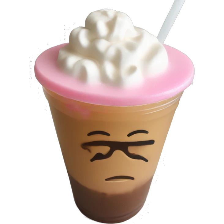 iced coffee with pink foam emoji
