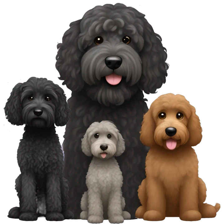 Big Black Labradoodle, grey Smaller Labradoodle and Brown big Labrsdoodle emoji