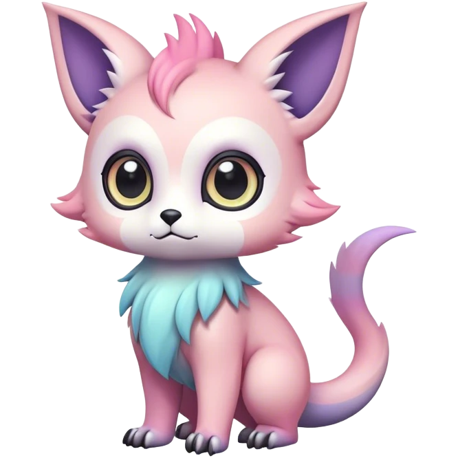 Adorable colorful chibi pastel edgy fantasy animal hybrid Fakemon full body, big Eyes emoji