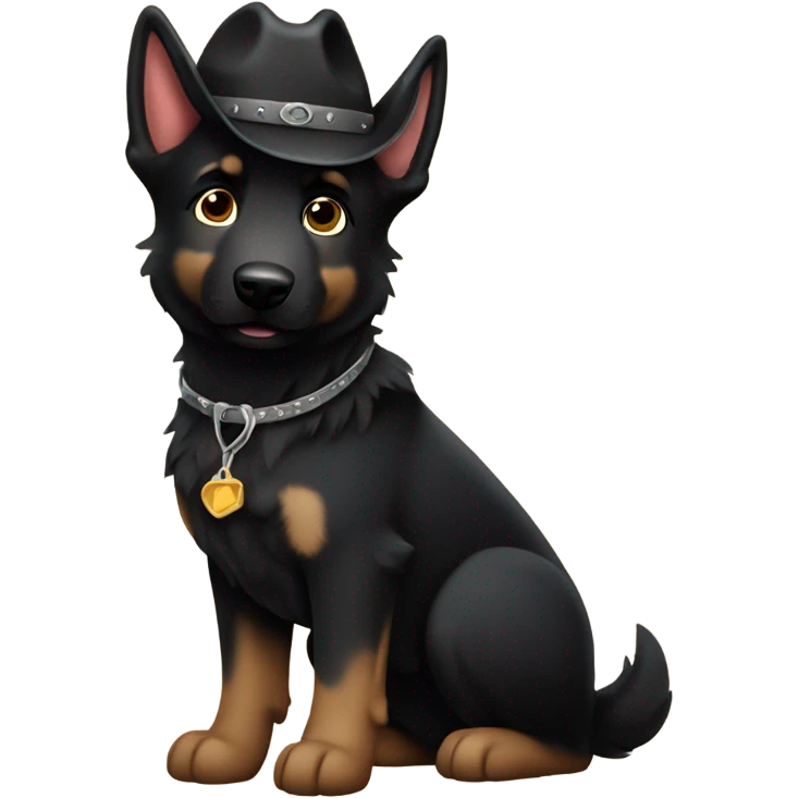 All black German shepherd cowboy  emoji