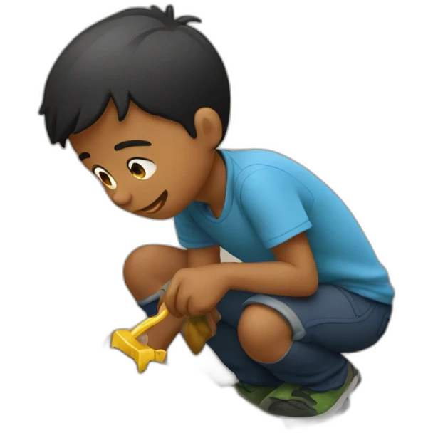 Boy digging for worms emoji