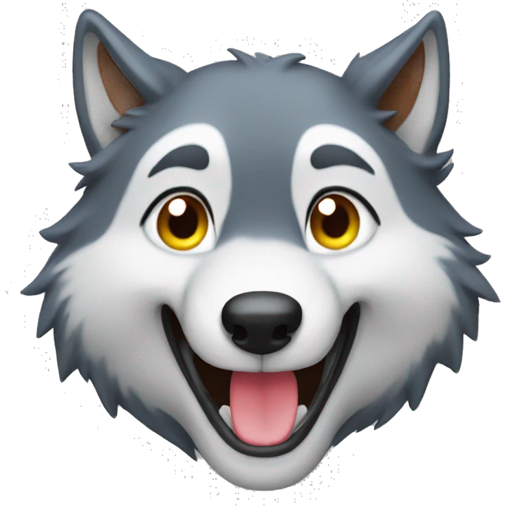 Happy wolf in love  emoji