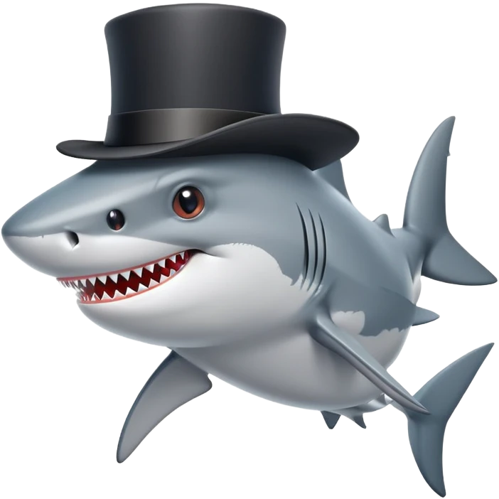 Shark with a top hat emoji