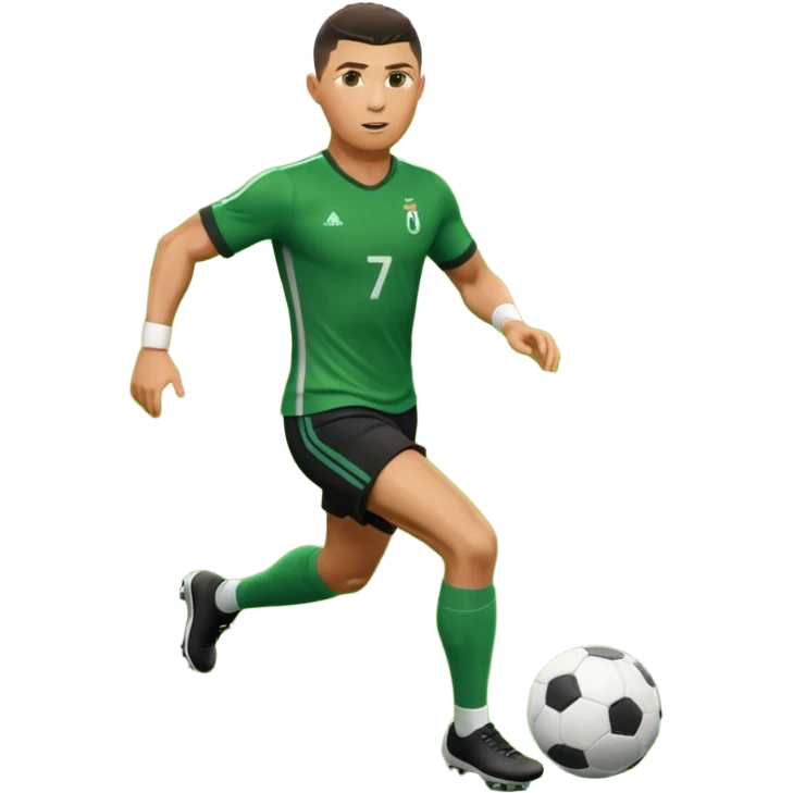 Ronaldo dribbling with a touch into a football emoji