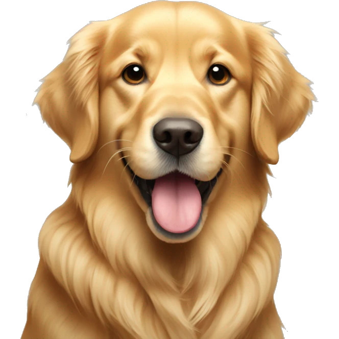 Golden retriever with ball in mouth emoji