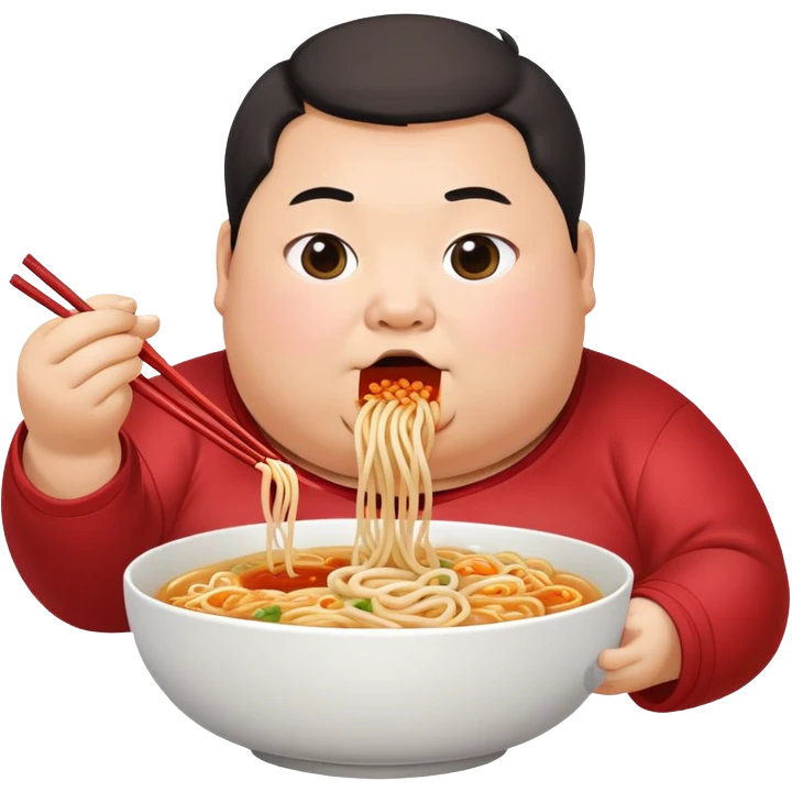 Fat guy eating noodles emoji
