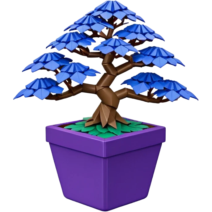 Bonsai Lego hair-fine-leaf group crimson azalea purple and cream blue forest planting in origami style pot  emoji