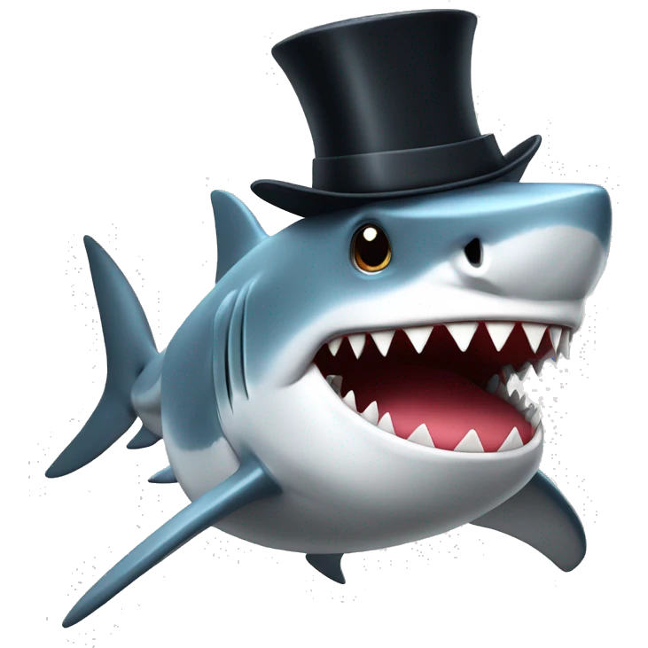 Shark with a top hat emoji