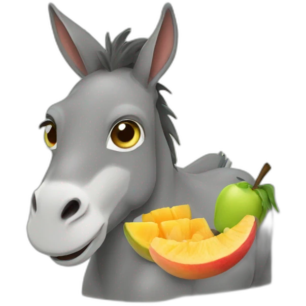Donkey eating fruit emoji