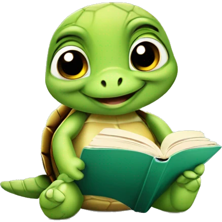 cute turtle read book emoji