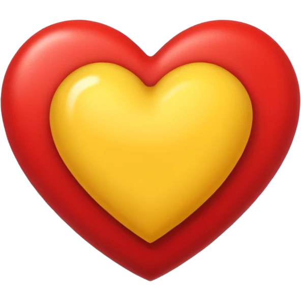 قلب اصفر ف احمر  emoji