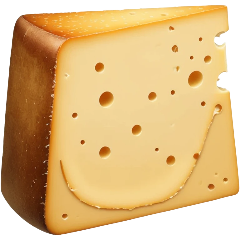 firm thick wedge of cantal cheese, pale yellow interior, rough natural beige-brown rind, dense slightly crumbly texture, clean slice, subtle aging marks, soft lighting, emoji scale emoji