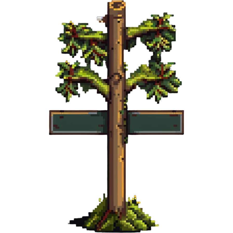 wooden signpost with moss at a crossroads emoji