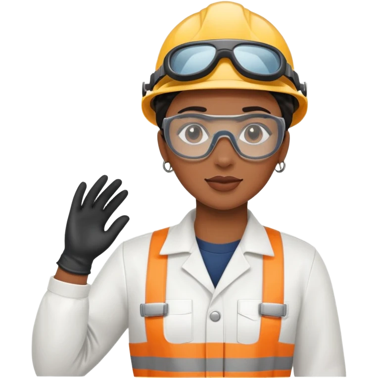 Black gender neutral factory worker in work uniform with gloves and safety goggles emoji