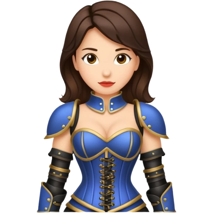 brunette woman with corset armour emoji