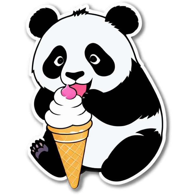 Panda eating ice cream emoji