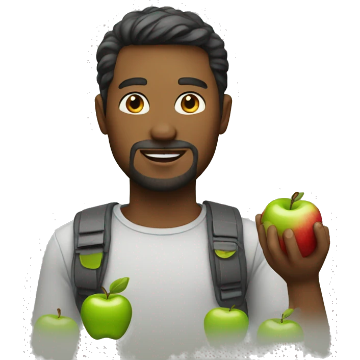 man with apple emoji