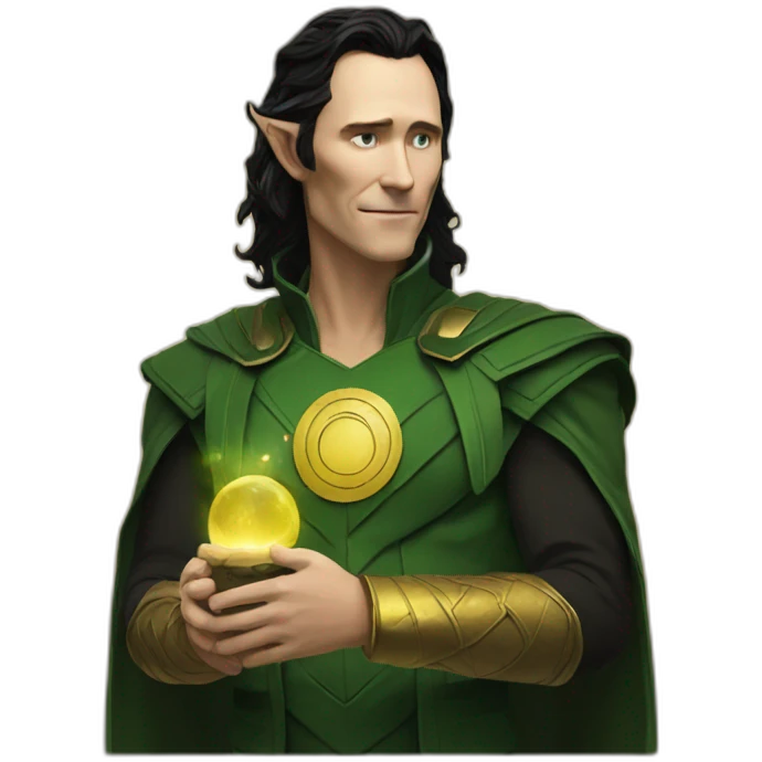Loki with god of story suite emoji