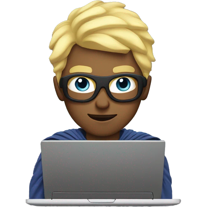 superhero man at the laptop with blonde hair  emoji