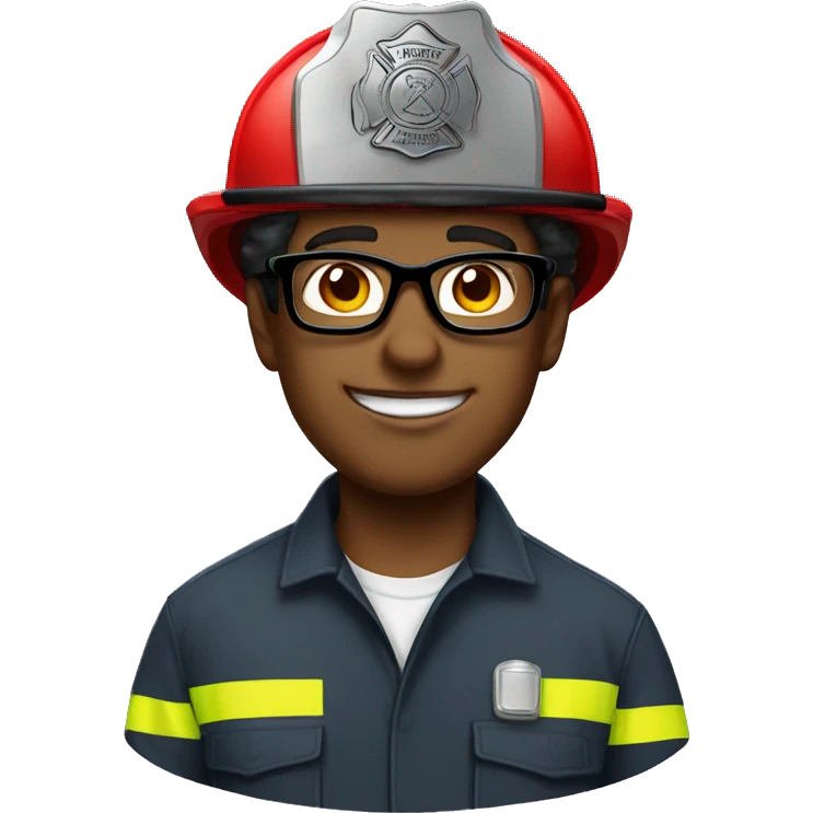 Nerdy Firefighter with glasses  emoji