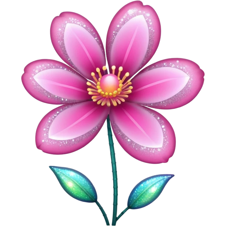 glitter pink flower emoji