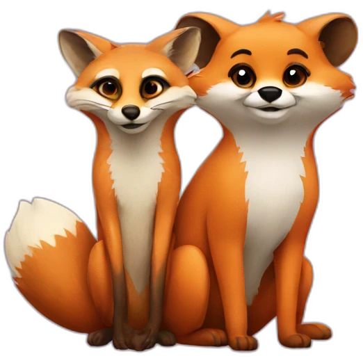 Fox and meerkat  in love emoji