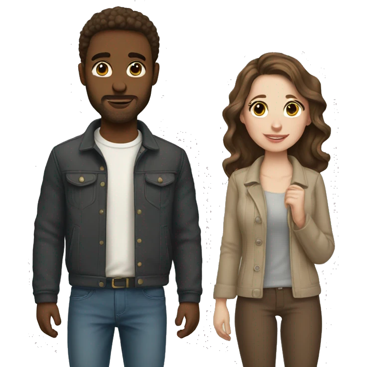 White skin brown hair couple in love emoji