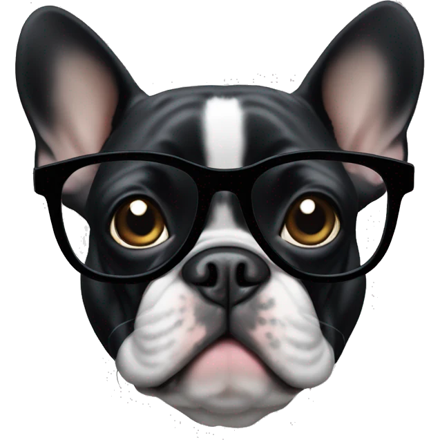 black frenchie with glasses emoji