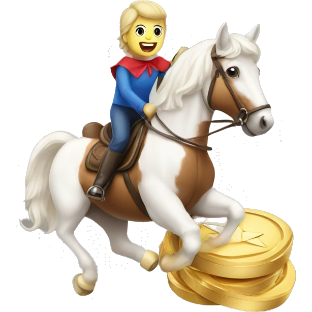 Gold medal winning marshmallow riding a horse emoji