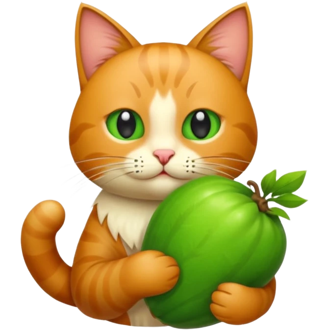 Erstelle eine Katze mit einer Birne hin der Hand emoji