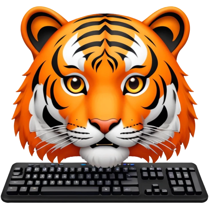tiger face with gaming keyboard for PC gamers Twitch emote emoji