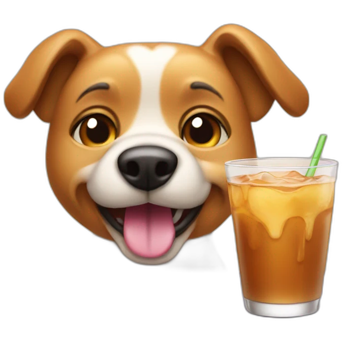 caramel dog with glass of drink emoji