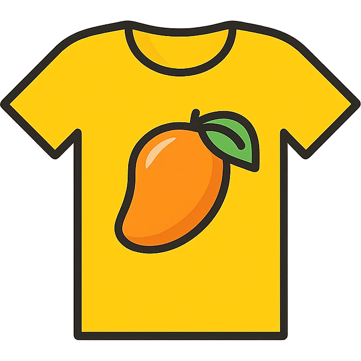 a t-shirt with a mango emoji