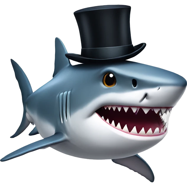 Shark with a top hat emoji