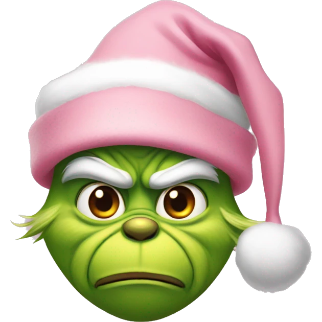 Grinch with a light pink santa hat emoji