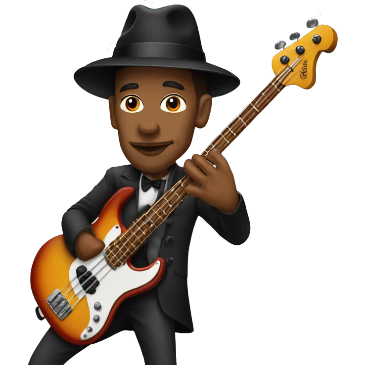 Marcus Miller bassist, playing bass guitar, with porkpie hat emoji
