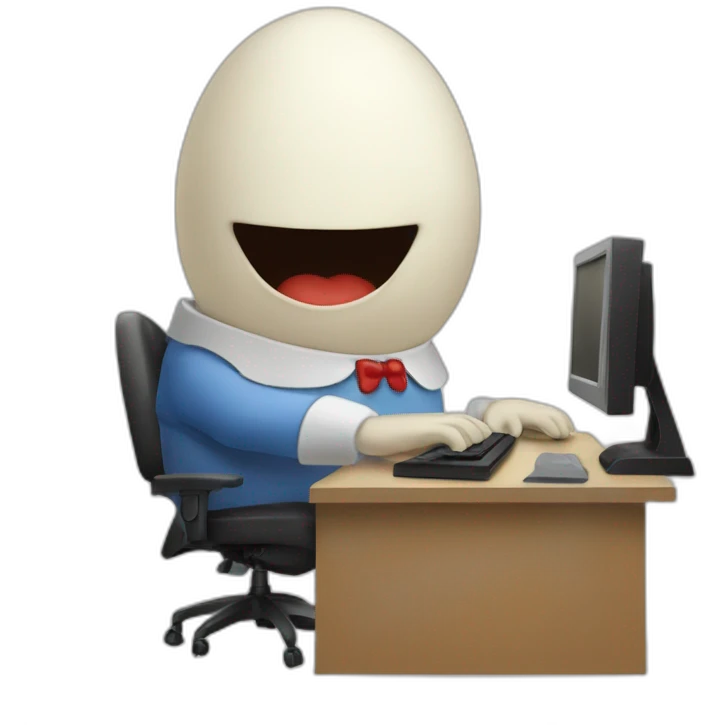 Humpty Dumpty using a computer emoji