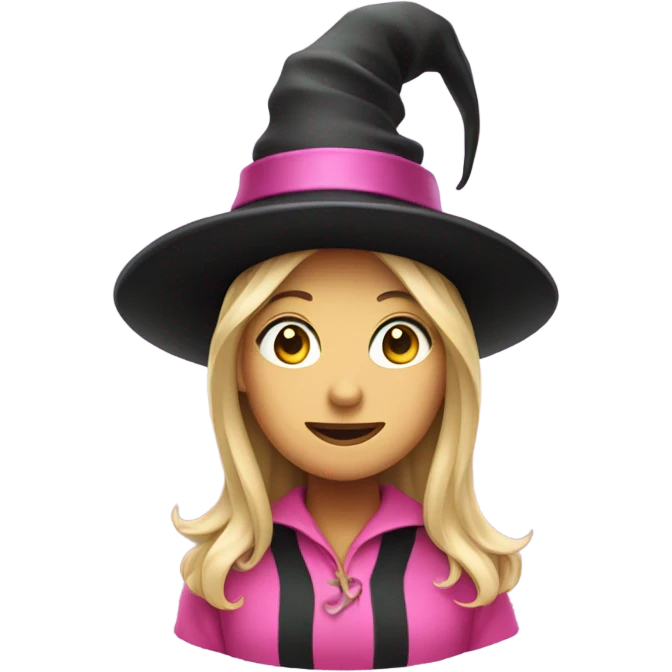 a witch with a pink top hat emoji