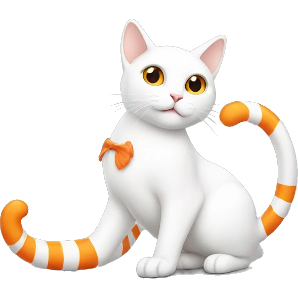 White cat with orange stripe tail emoji