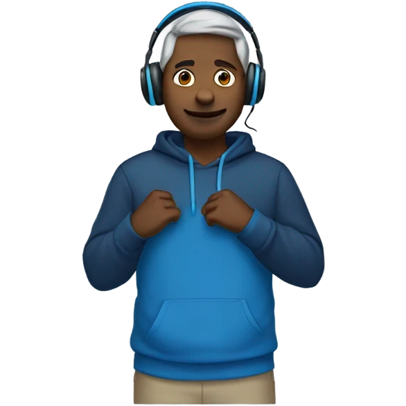 Caseoh wearing blue hoodie and headset emoji