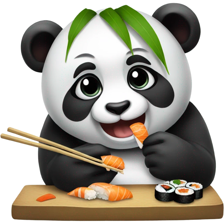 panda eating sushi emoji