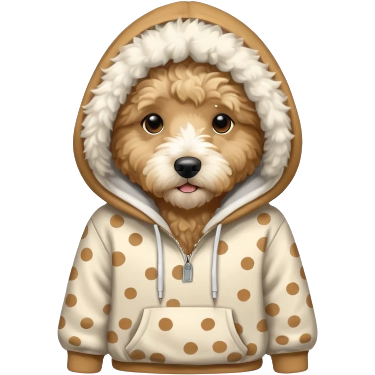 Goldendoodle with white spots hoodie emoji