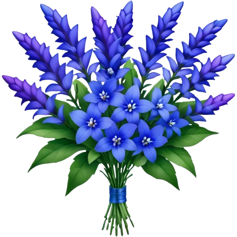 luxuriant, big bouquet Lobelia, stem, leaf, natural, realistic  emoji