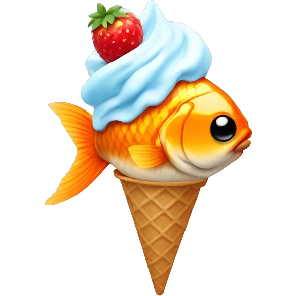 goldfish holding a ice cream cone emoji