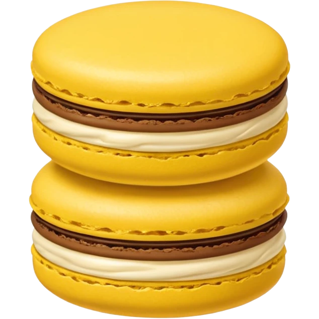 a single of yellow macaron with brown cream



















 emoji
